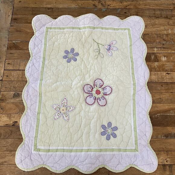 Pottery Barn Other - Pottery Barn Kids Quilted Pillow Sham Standard Floral Patchwork Tie Back